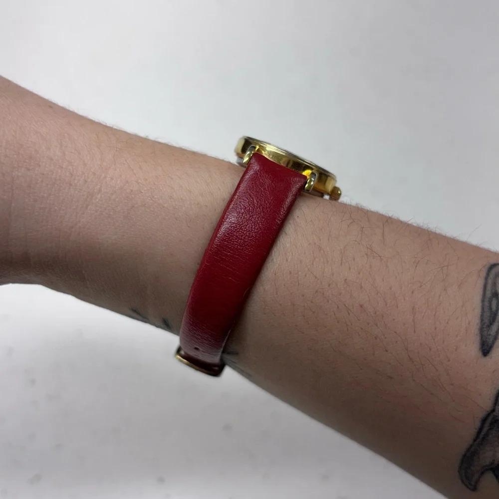 Vintage St. Marin Quartz Red Leather and Gold-Tone Women's Watch
